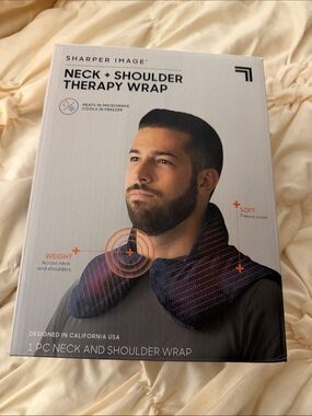 Sharper Image Navy Neck & Shoulder Therapy Wrap with Pink Dots